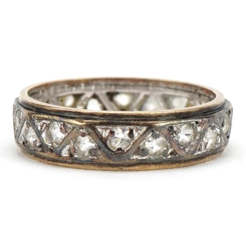 2323 - 9ct gold clear stone eternity ring, size Q, 4.0g