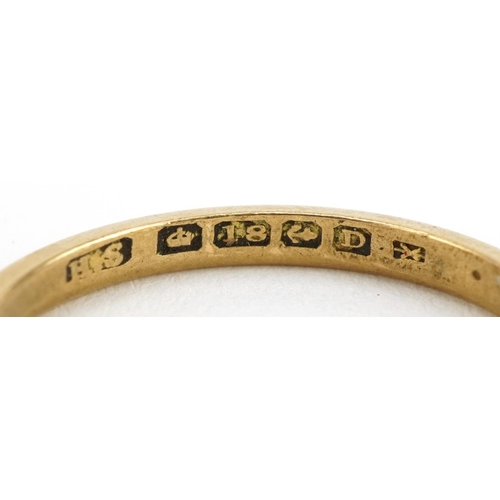 2198 - 18ct gold wedding band, size P/Q, 2.7g