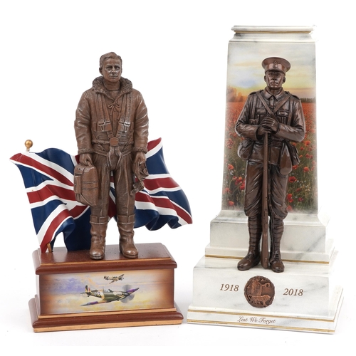 1563 - Two bronzed commemorative limited edition military figures by The Bradford Exchange comprising First... 