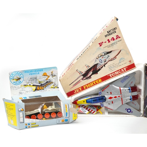 1466 - Collection of vintage toys with boxes including Space Avenger Star Bird, battery operated Tomcat jet... 