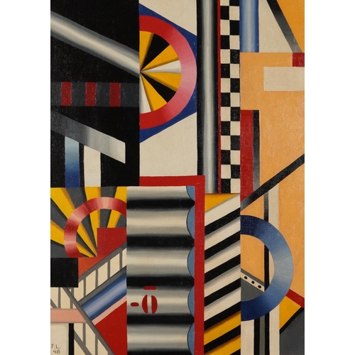 611 - Manner of Fernand Leger - Mechanical Devices, French school oil on canvas, framed, 76cm x 54.5cm exc... 