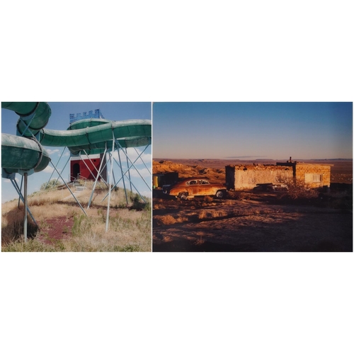 577 - James Gooding - Abandoned landscapes, two contemporary coloured photographs with 'State' Photographi... 