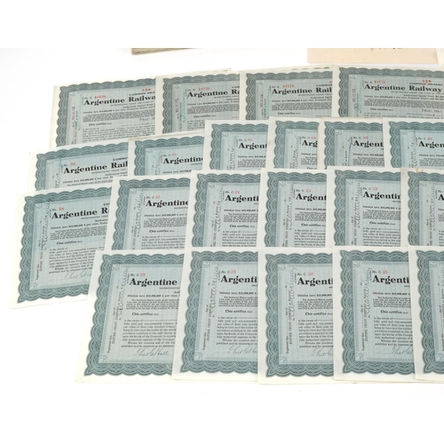 1612 - Extensive collection of early 20th century Argentine Railway Company share certificates