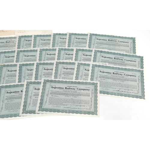 1612 - Extensive collection of early 20th century Argentine Railway Company share certificates