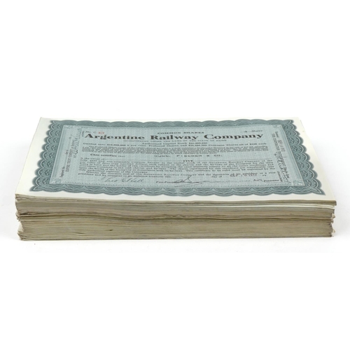 1612 - Extensive collection of early 20th century Argentine Railway Company share certificates