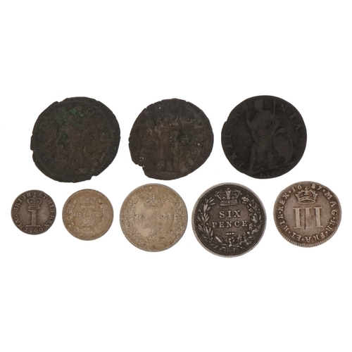 1590 - James II and later British and antiquarian coinage including James II 1687 Maundy twopence, George I... 