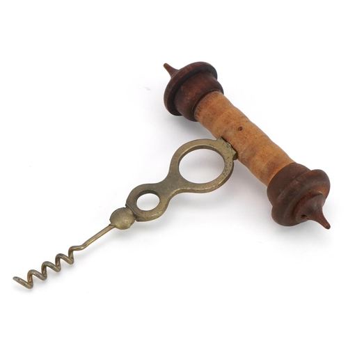 270 - Corkscrew with hardwood handle impressed Joseph Lune & Sons LO, 15.5cm in length