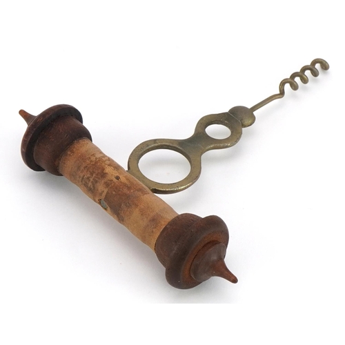 270 - Corkscrew with hardwood handle impressed Joseph Lune & Sons LO, 15.5cm in length