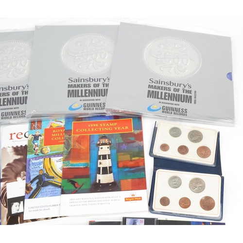 1630 - Coins, stamps and related ephemera including Royal Mint presentation packs and Sainsbury's Makers of... 