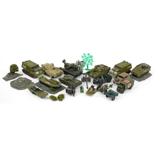 1492 - Collection of vintage and later army vehicles, soldiers and accessories, predominantly Dinky diecast... 