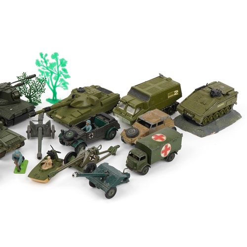 1492 - Collection of vintage and later army vehicles, soldiers and accessories, predominantly Dinky diecast... 