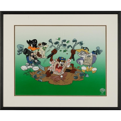 360 - Warner Brothers Looney Tunes figures, Disney sericel, collage silk screen with Amination Art stamp a... 