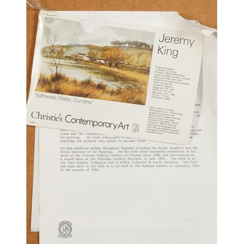 450 - Jeremy King - Esthwaite Water, Cumbria, pencil signed lithograph in colour, limited edition 175/200 ... 