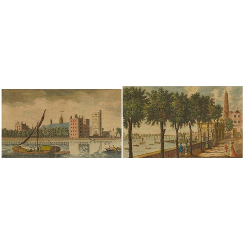 661 - View of The Archbishop's Palace, Lambeth and Stairs at York Buildings, Westminster Bridge, pair of 1... 