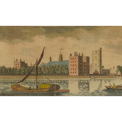 661 - View of The Archbishop's Palace, Lambeth and Stairs at York Buildings, Westminster Bridge, pair of 1... 