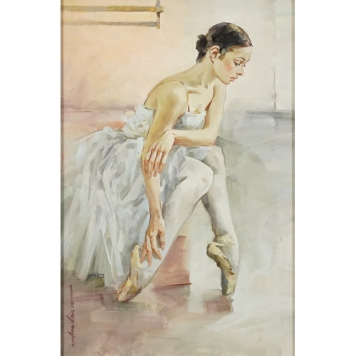 96 - Andrew Atroshenko - Debut, Russian oil on canvas board, Francis Iles label verso, framed, 59cm x 39c... 