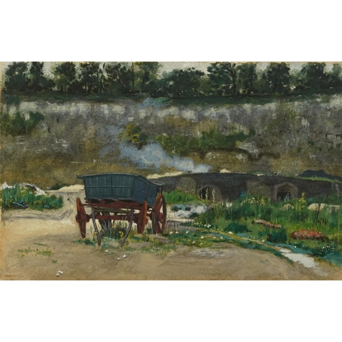 636 - Cart before a mine entrance, South African mixed media, American Picture Framing Manufactory, Pretor... 