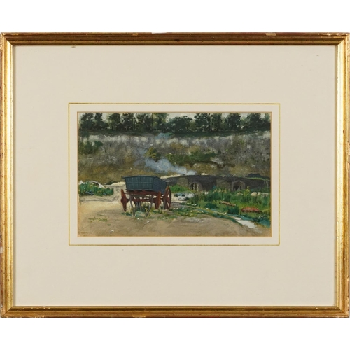 636 - Cart before a mine entrance, South African mixed media, American Picture Framing Manufactory, Pretor... 