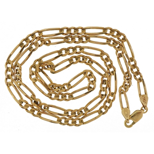 2081 - 9ct gold Figaro link necklace, 46cm in length, 8.7g