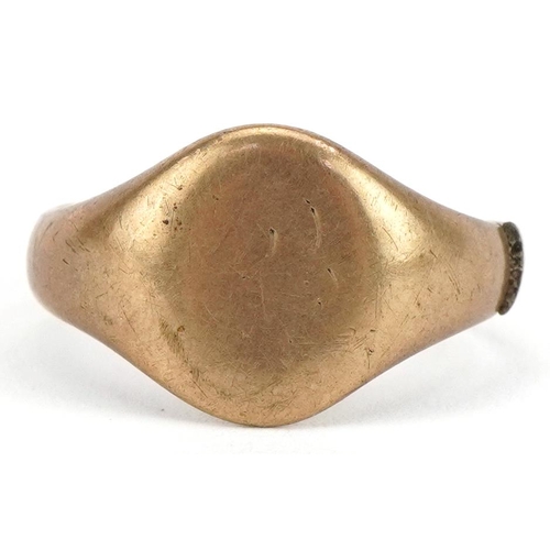 2245 - Antique 9ct gold signet ring, size S, 5.4g