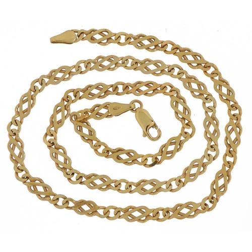 2054 - 9ct gold multi link necklace, 46cm in length, 12.5g