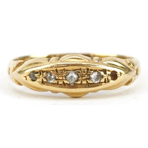 2124 - Edwardian 18ct gold diamond boat ring, size L, 2.0g