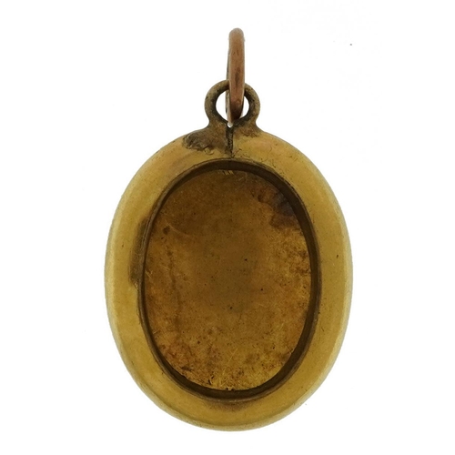 2102 - Victorian unmarked gold cabochon garnet pendant, 2.7cm high, 2.5g