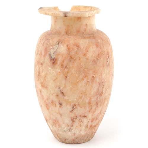 1314 - Large Egyptian style alabaster vase, 31cm high