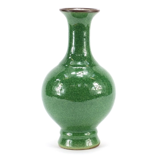 647 - Chinese porcelain vase having a crackle green glaze, 22.5cm high