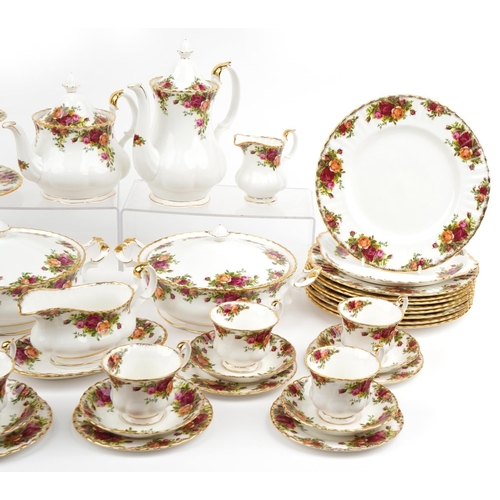 478 - Royal Albert Old Country Roses dinner and teaware including teapot, coffee pot, two lidded tureens, ... 