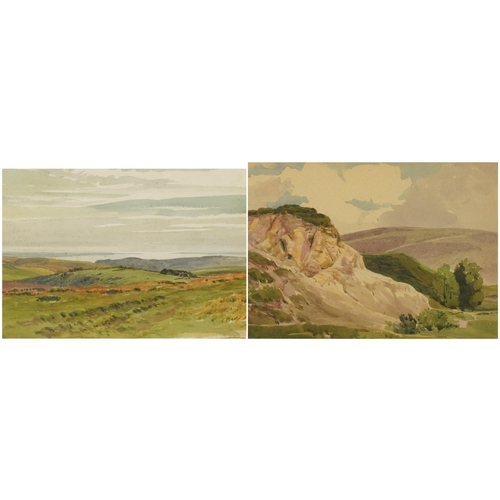 690 - Walter Robert Stewart Acton - Mountainous landscape and panoramic landscape before water, pair of 20... 