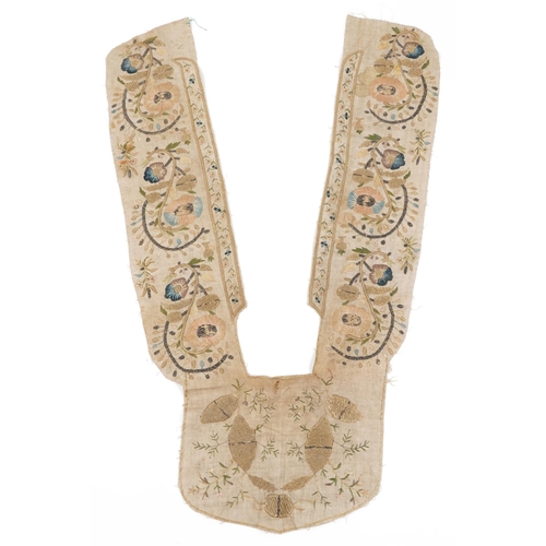 32 - 18th century Turkish Ottoman embroidered collar, 90cm in length