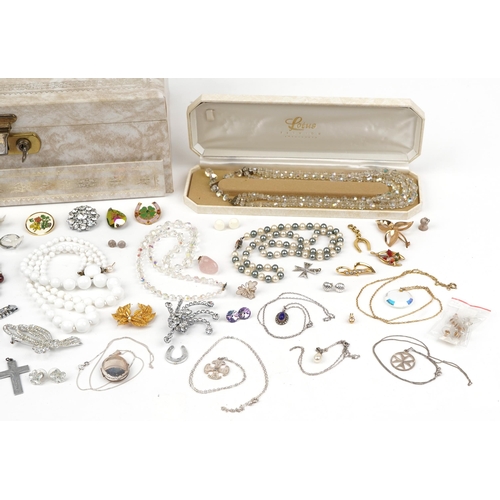 2393 - Vintage and later costume jewellery including marcasite brooches, silver pendants on necklaces and e... 