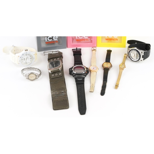 2392 - Vintage and later ladies and gentlemen's wristwatches including three Ice watches with cases, Casio ... 