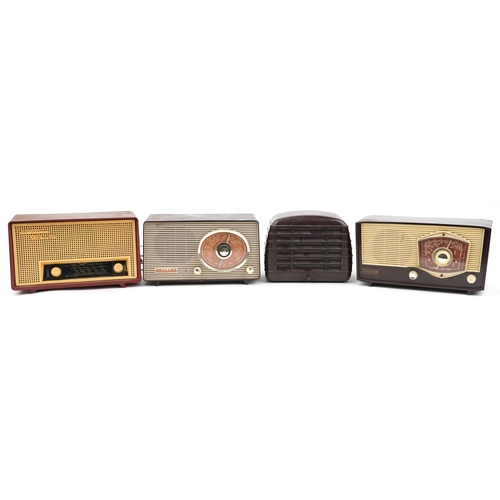 610 - Four vintage radios including Philips MK 40277 and Figaro 3 Deluxe Cossor, the largest 33.5cm wide