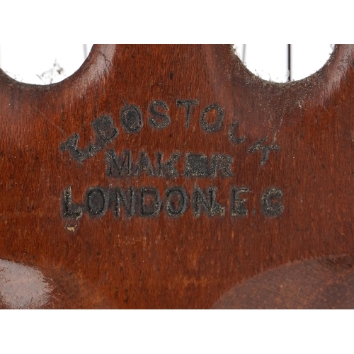 415 - T Bostock of London, 19th century mahogany and rosewood banjo, 93.5cm in length