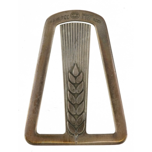 140 - Arno Malinowski for Georg Jensen, Danish 925S silver wheat motif money clip numbered 334 housed in a... 