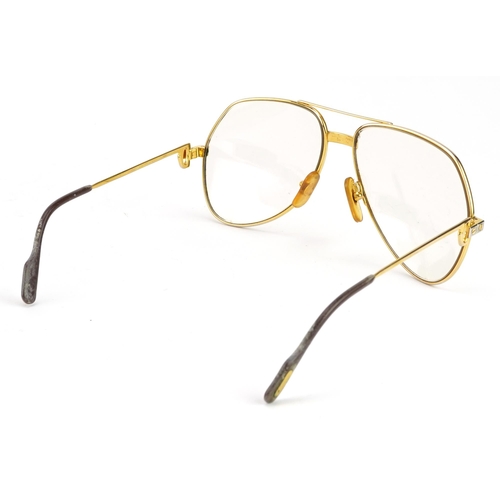 166 - Pair of vintage Must de Cartier spectacles with fitted case numbered 5914, 14.5cm wide