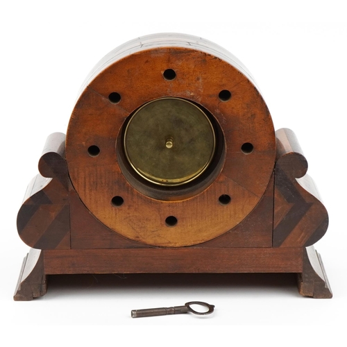 1529 - British military interest propeller mantle clock with circular enamelled dial with Roman numerals, 3... 