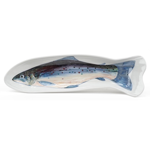 660 - Scottish Highland stoneware fish serving platter, 64.5cm in length