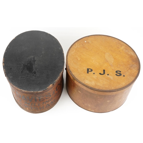 563 - Two advertising hat boxes including J P Davies & Co The Milliners Lewisham