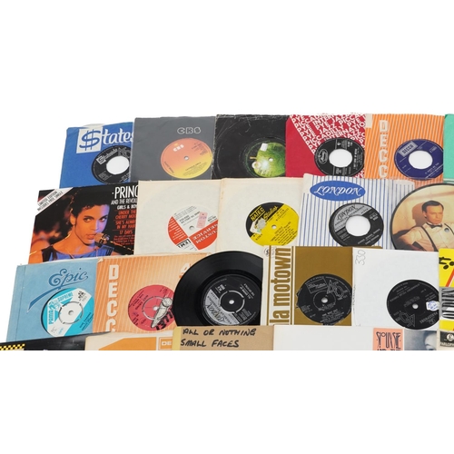 693 - 45 rpm records and The Beatles record case including The Beatles, Jeff Beck, Eddie Cochran and Princ... 