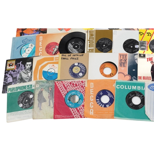 693 - 45 rpm records and The Beatles record case including The Beatles, Jeff Beck, Eddie Cochran and Princ... 