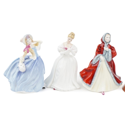 453 - Six Royal Doulton figurines including Denise HN2477, Rachel HN2936 and A Winter's Morn limited editi... 