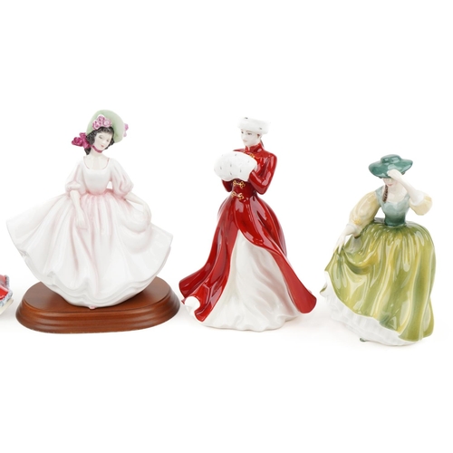 453 - Six Royal Doulton figurines including Denise HN2477, Rachel HN2936 and A Winter's Morn limited editi... 