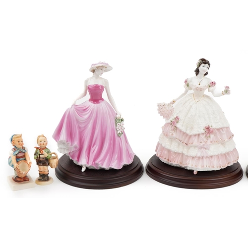 454 - Six Royal Worcester, Coalport and Hummel figures including Olivia limited edition 5783 and A Royal A... 