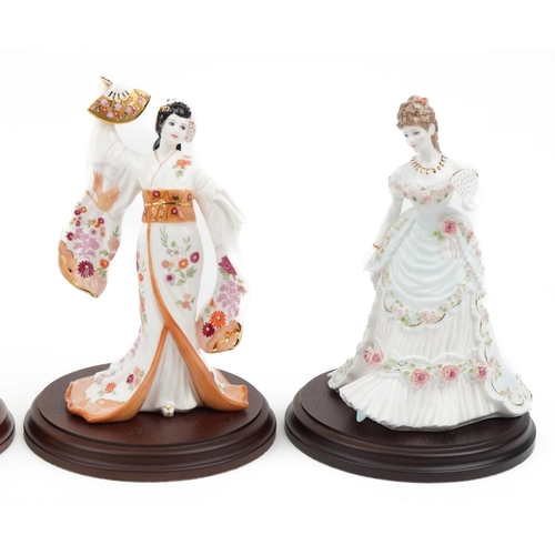 454 - Six Royal Worcester, Coalport and Hummel figures including Olivia limited edition 5783 and A Royal A... 