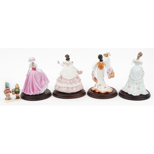 454 - Six Royal Worcester, Coalport and Hummel figures including Olivia limited edition 5783 and A Royal A... 