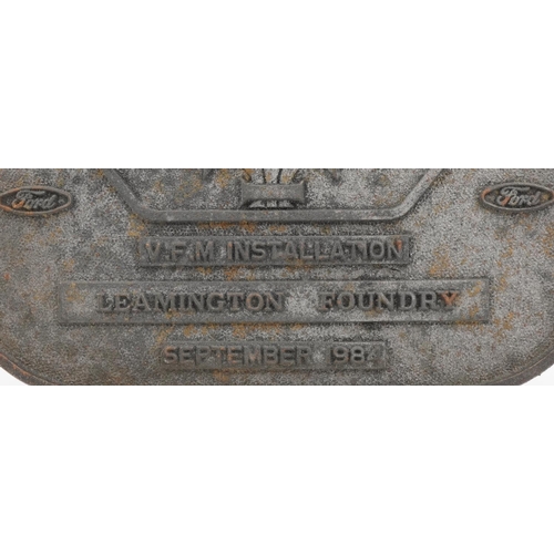 431 - Cast Iron Ford VFN Installation Leamington Foundry plaque dated 1984, 30.5cm x 23cm