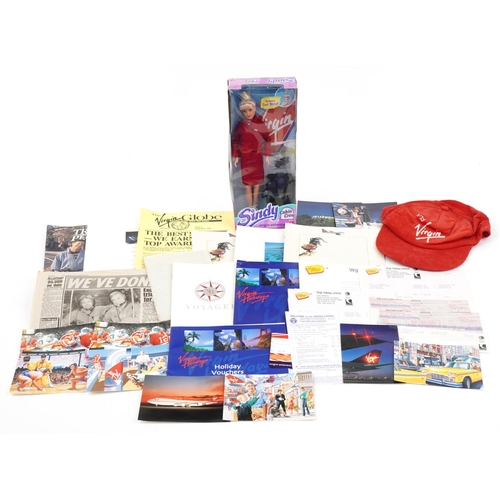 430 - Virgin Atlantic aviation collectables including Sindy cabin crew doll and 9/11 tickets